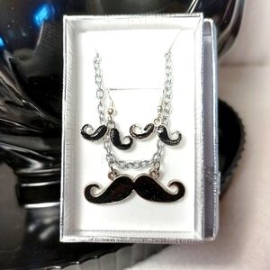 Mustache Necklace & Earrings set Y2K